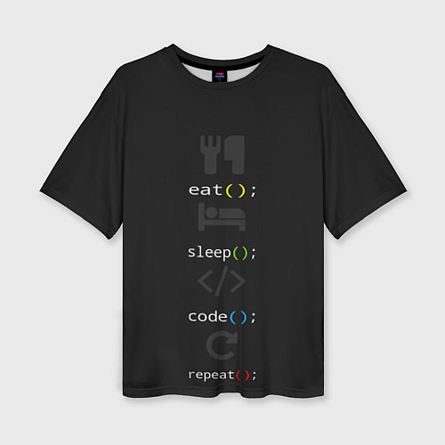 Женская футболка оверсайз Будни программиста / 3D-принт – фото 1