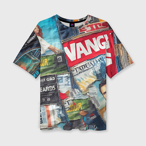 Женская футболка оверсайз Vanguard collage - ai art patchwork / 3D-принт – фото 1