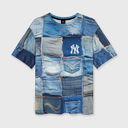 Футболка оверсайз женская Patchwork - New York yankees baseball team, цвет: 3D-принт