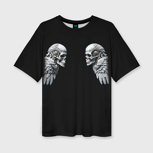 Женская футболка оверсайз Skulls and Wings Mechanic / 3D-принт – фото 1
