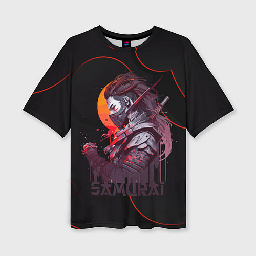 Женская футболка оверсайз Самурай с мечом / 3D-принт – фото 1