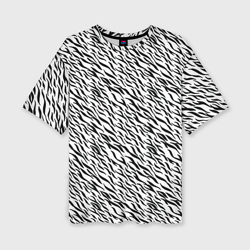Женская футболка оверсайз Чёрно-белый имитация шкуры / 3D-принт – фото 1