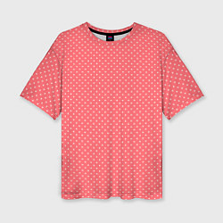 Женская футболка оверсайз Нежный розовый в белый горошек