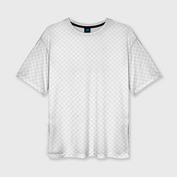 Женская футболка оверсайз Очень светлый серый мелкая шахматка