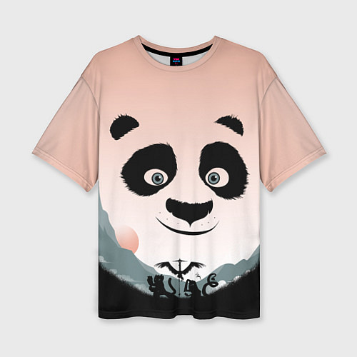Женская футболка оверсайз Силуэт кунг фу панда / 3D-принт – фото 1