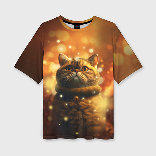 Женская футболка оверсайз Толстый кот - Экзот / 3D-принт – фото 1
