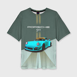 Женская футболка оверсайз Порше 911 спортивный немецкий автомобиль