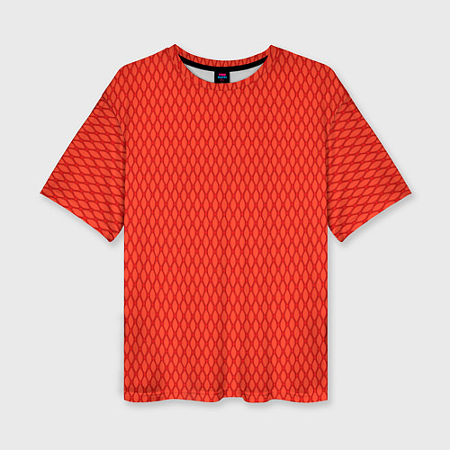 Женская футболка оверсайз Сочный красный паттерн сетка / 3D-принт – фото 1