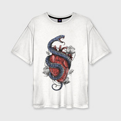 Женская футболка оверсайз Змея на сердце