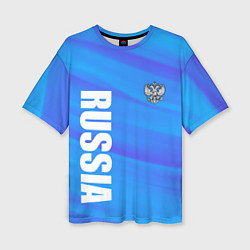 Женская футболка оверсайз Россия - синие волны