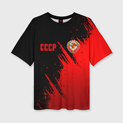 Женская футболка оверсайз СССР - черно-красный