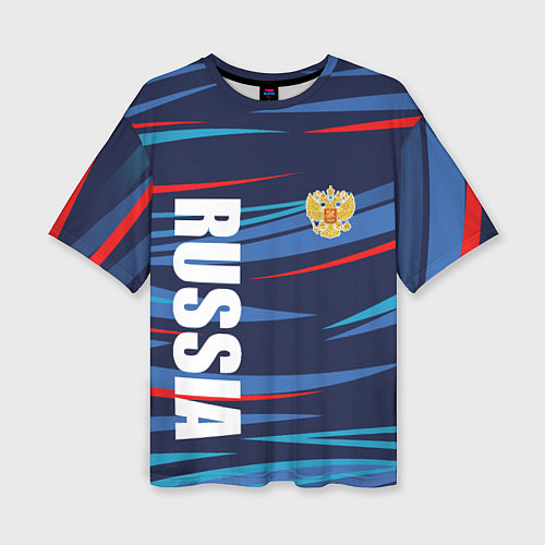 Женская футболка оверсайз Россия - blue stripes / 3D-принт – фото 1