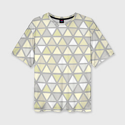 Женская футболка оверсайз Паттерн геометрия светлый жёлто-серый