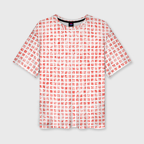 Женская футболка оверсайз Паттерн маленькая красная мозаичная плитка / 3D-принт – фото 1