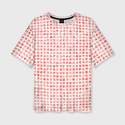 Женская футболка оверсайз Паттерн маленькая красная мозаичная плитка