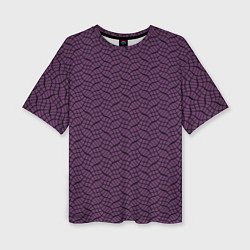 Женская футболка оверсайз Тёмный фиолетовый волнистые полосы