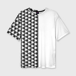 Женская футболка оверсайз Чёрные треугольники на белом фоне