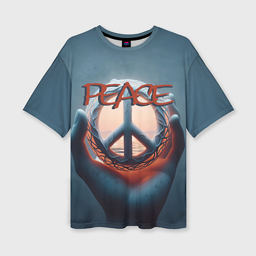 Женская футболка оверсайз Знак мира в ладони / 3D-принт – фото 1
