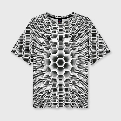 Женская футболка оверсайз Бесконечный гексагональный каркас / 3D-принт – фото 1
