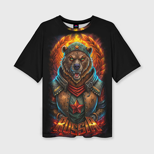 Женская футболка оверсайз Русский военный медведь солдат / 3D-принт – фото 1
