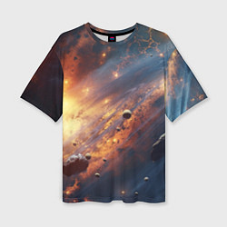 Женская футболка оверсайз Вселенная и планеты