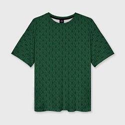 Женская футболка оверсайз Тёмный зелёный королевский узор