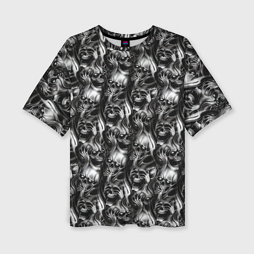 Женская футболка оверсайз Smoke skulls / 3D-принт – фото 1