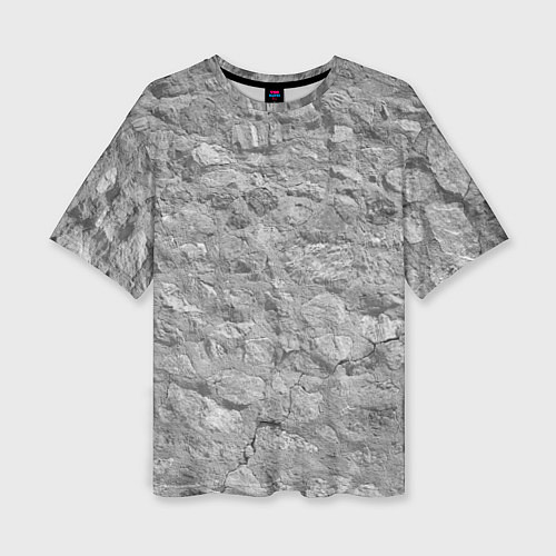 Женская футболка оверсайз Серая кирпичная стена / 3D-принт – фото 1
