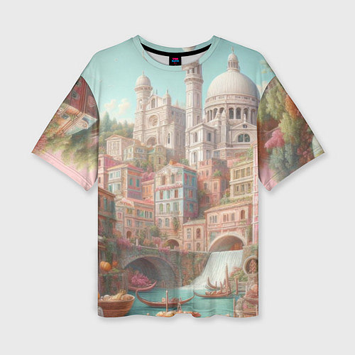 Женская футболка оверсайз Город в восточном стиле / 3D-принт – фото 1
