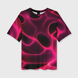 Женская футболка оверсайз Неоновая яркая геометрическая абстракция со светом