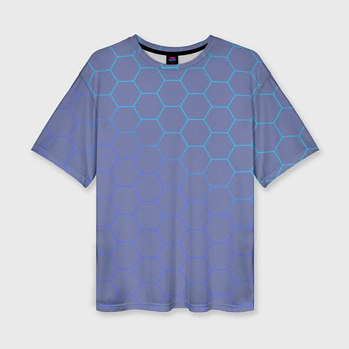 Женская футболка оверсайз Шестигранники индиго / 3D-принт – фото 1