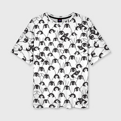 Женская футболка оверсайз Узор с пингвинами