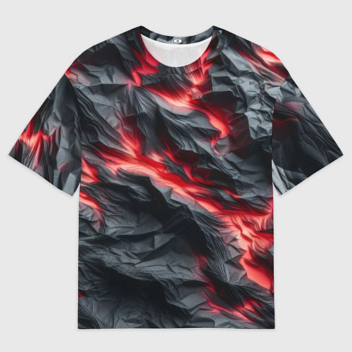 Женская футболка оверсайз Раскаленная лава на горных камнях / 3D-принт – фото 1