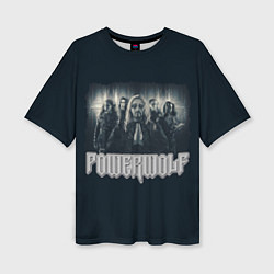Женская футболка оверсайз Powerwolf band grey