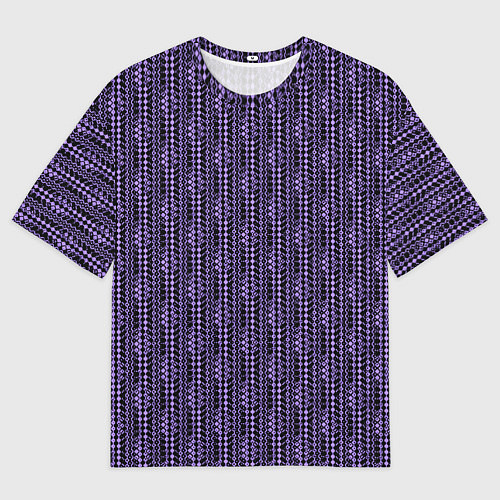 Женская футболка оверсайз Чёрно-фиолетовый текстурированный узор / 3D-принт – фото 1