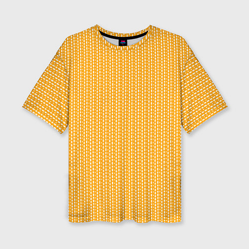 Женская футболка оверсайз Жёлтый в маленькие белые полосочки / 3D-принт – фото 1