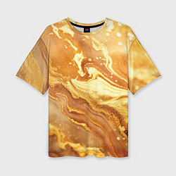 Женская футболка оверсайз Жидкое золото текстура