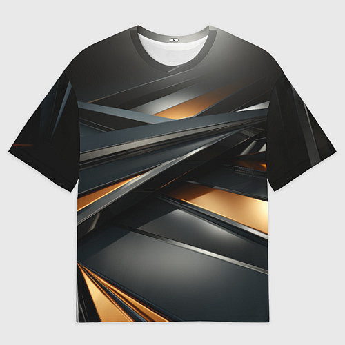 Женская футболка оверсайз Черная абстракция геометрия / 3D-принт – фото 1