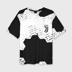 Женская футболка оверсайз Juventus hexagon black sport