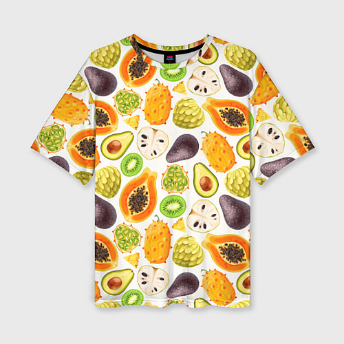 Женская футболка оверсайз Экзотический фруктовый узор / 3D-принт – фото 1