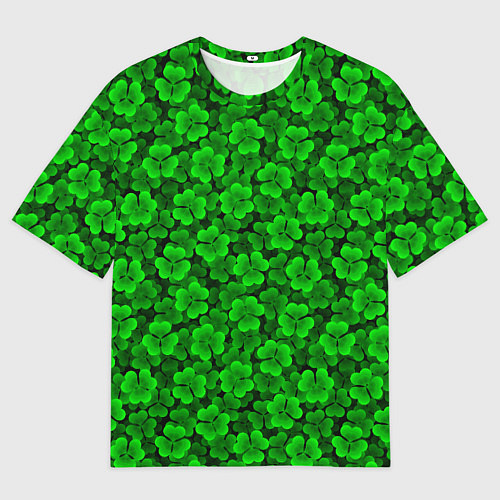 Женская футболка оверсайз Клеверный узор паттерновый / 3D-принт – фото 1