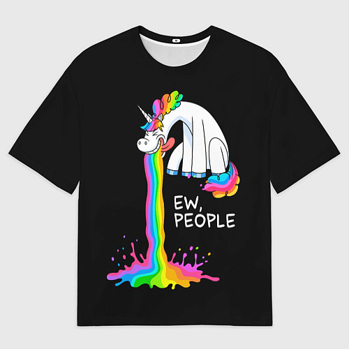 Женская футболка оверсайз Единорог не любит людей / 3D-принт – фото 1
