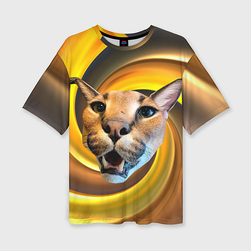 Женская футболка оверсайз Голова кота Шлепы / 3D-принт – фото 1