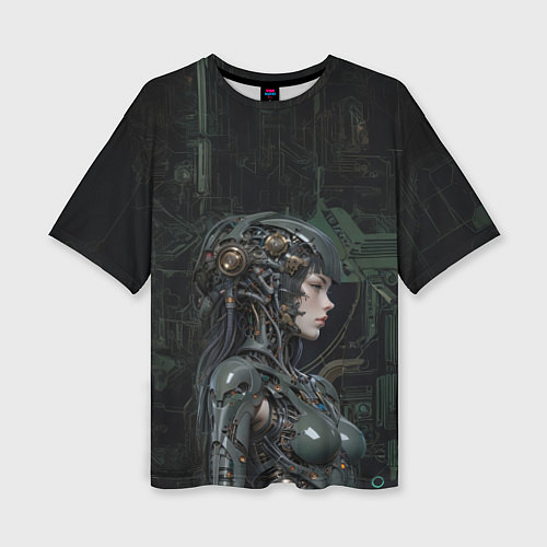 Женская футболка оверсайз Девушка-киборг в защитной броне / 3D-принт – фото 1