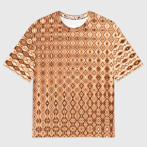 Женская футболка оверсайз Светлый коричневый абстрактный узор / 3D-принт – фото 1