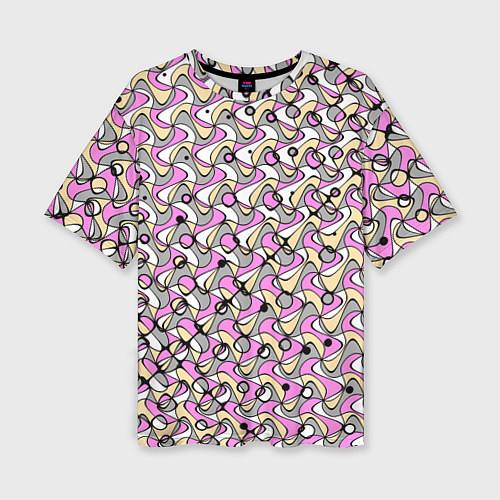 Женская футболка оверсайз Абстрактный узор серо-розовый / 3D-принт – фото 1