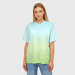 Футболка оверсайз женская Tie-dye color gradient: blue-green, цвет: 3D-принт — фото 2