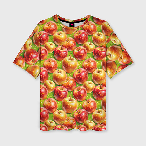 Женская футболка оверсайз Вкусные яблоки паттерн / 3D-принт – фото 1