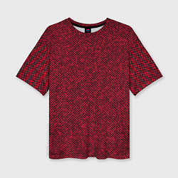 Женская футболка оверсайз Текстурированный красно-чёрный