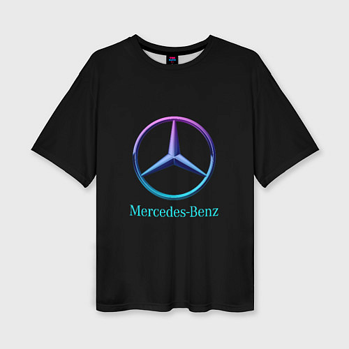 Женская футболка оверсайз Mercedes neon logo / 3D-принт – фото 1